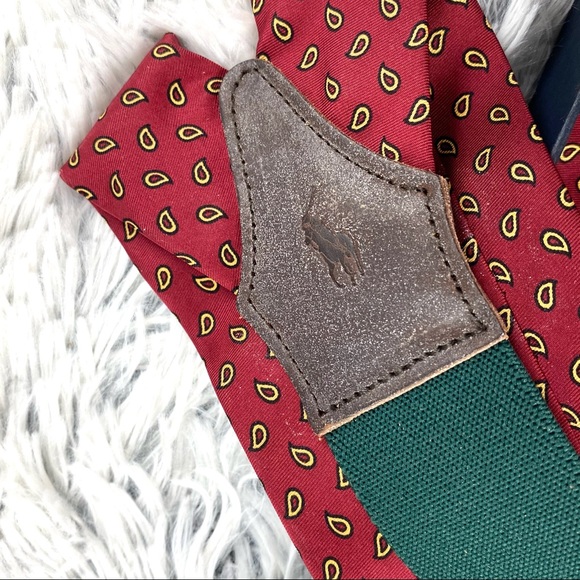 NWT Polo Ralph Lauren Silk & Leather Suspenders - Picture 7 of 10